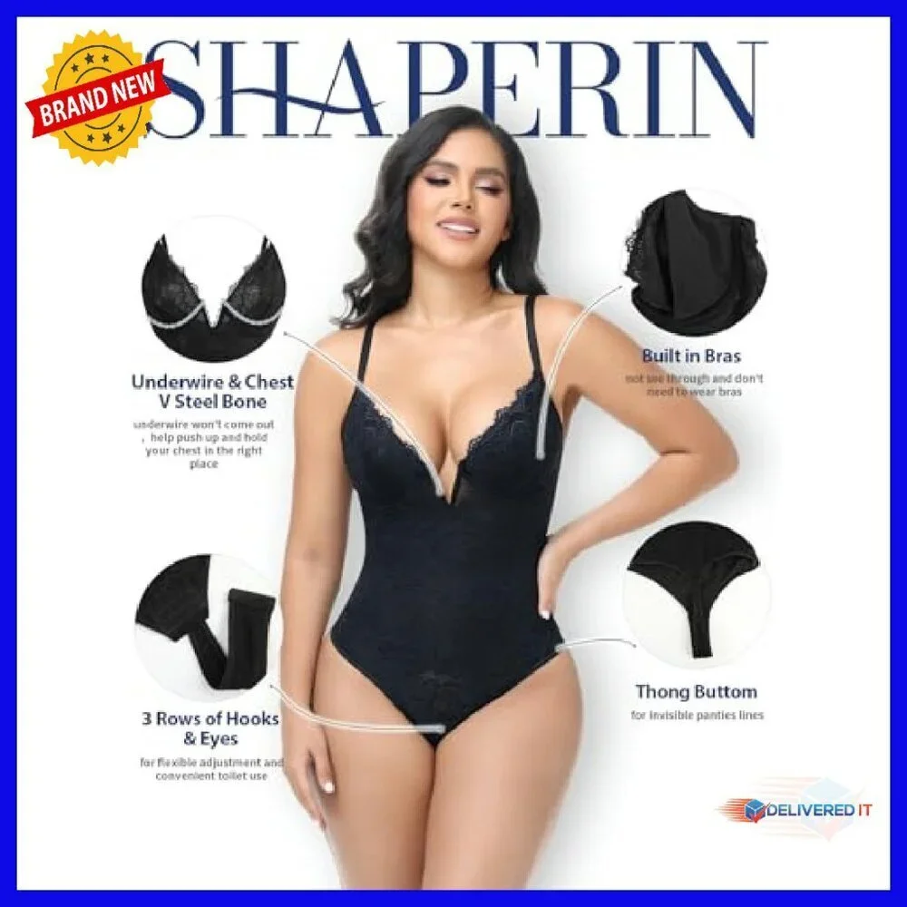 Lace Shapewear Bodysuit Tummy Control Sleeveless Thong Backless